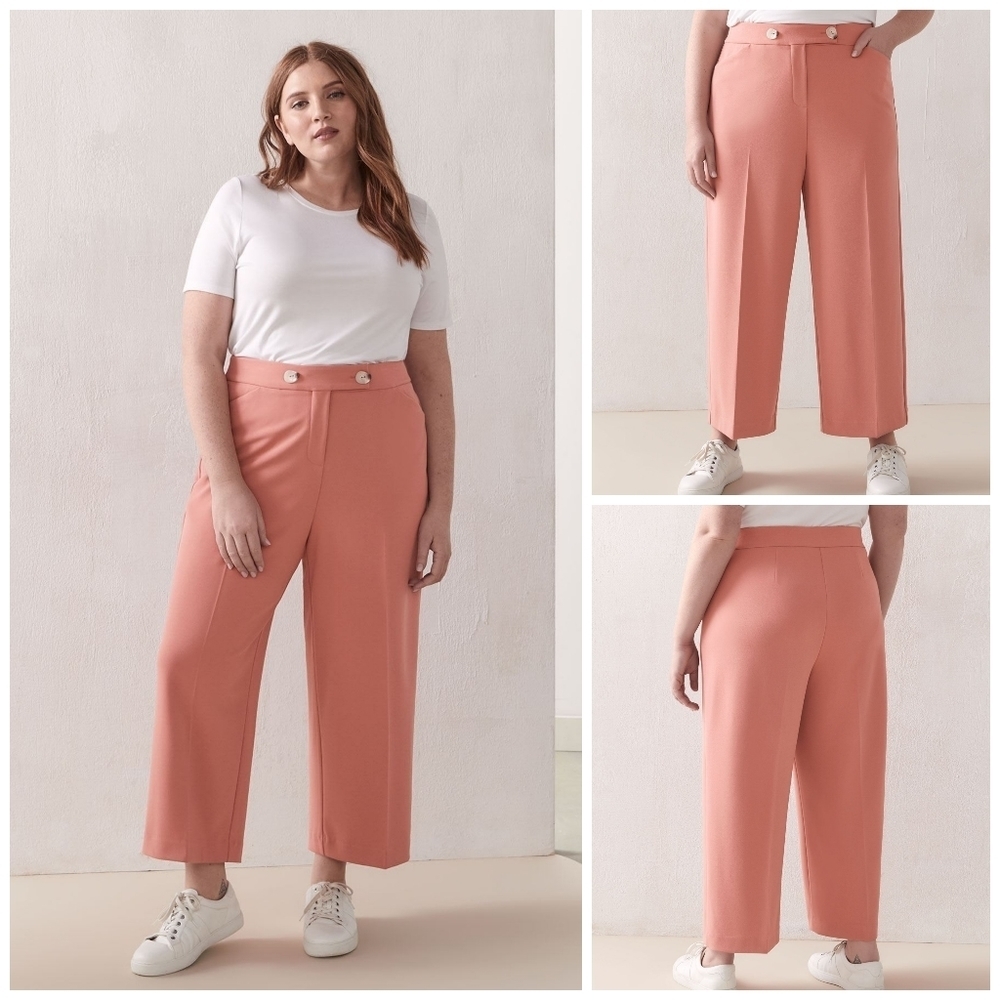 Women's Cropped Wide-Leg Pants in Dusty Coral